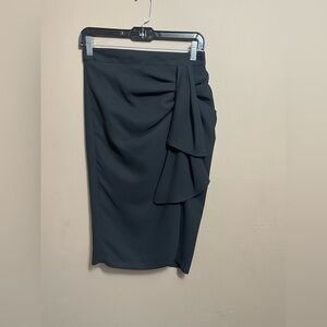 Zara Woman Black Ruched Draped Ruffle Front Pencil Skirt, Size US 6